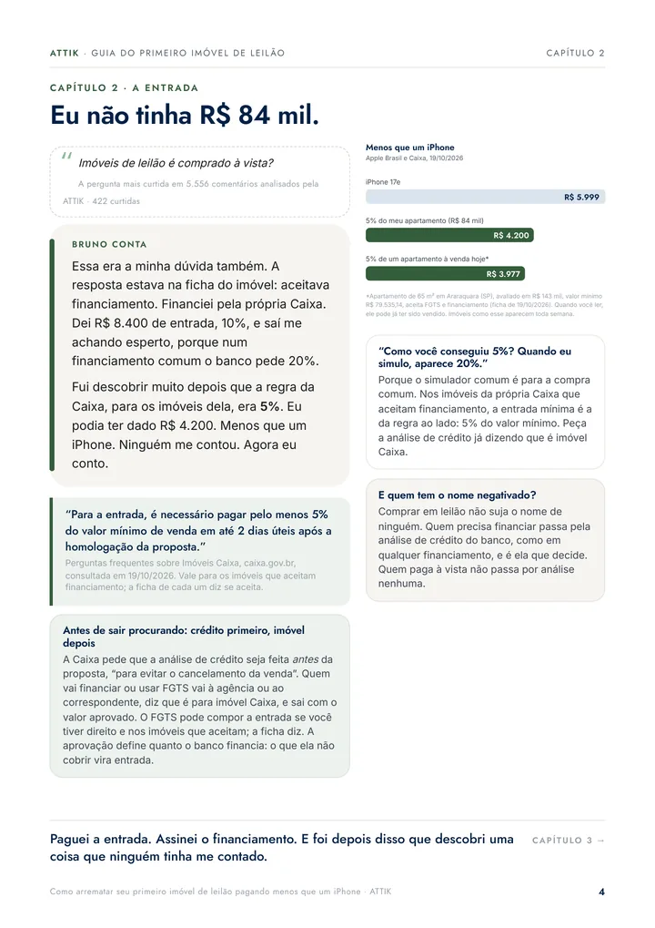 Página do guia: A entrada: a regra dos 5% da Caixa